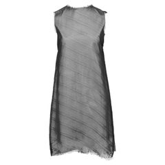 Maison Margiela C. 1990's Sheer Black Diagonal Pleated Raw Edge Slip Dress IT 40