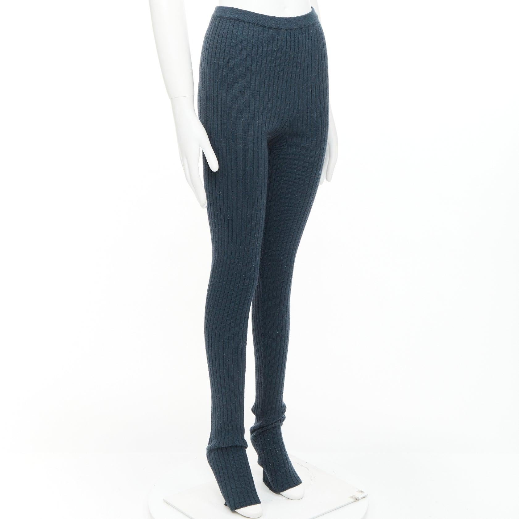 Noir MAISON MARGIELA pantalon tricoté vert foncé 100% laine 4 points M. en vente