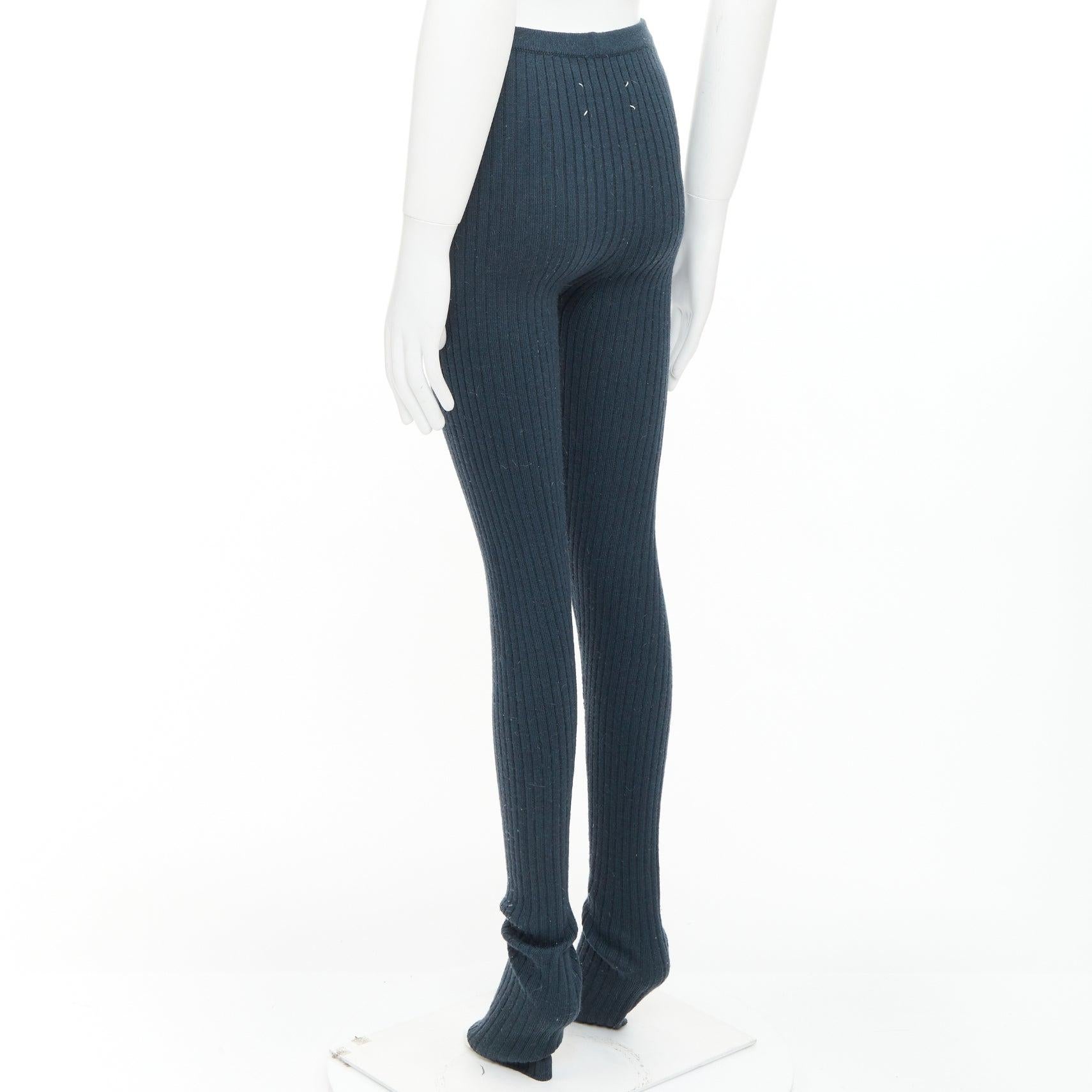 MAISON MARGIELA pantalon tricoté vert foncé 100% laine 4 points M. en vente 1