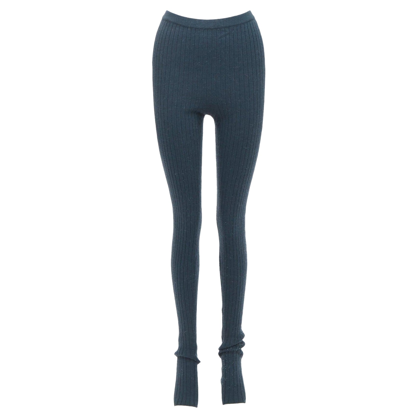 MAISON MARGIELA pantalon tricoté vert foncé 100% laine 4 points M. en vente