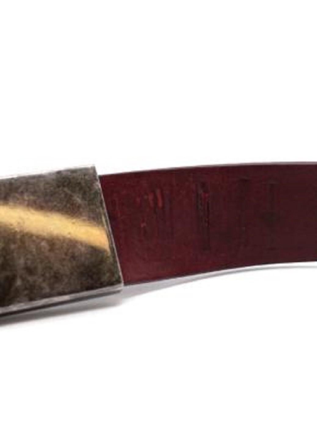 Maison Margiela Dark Plum Leather Belt with Burnished Buckle For Sale 1