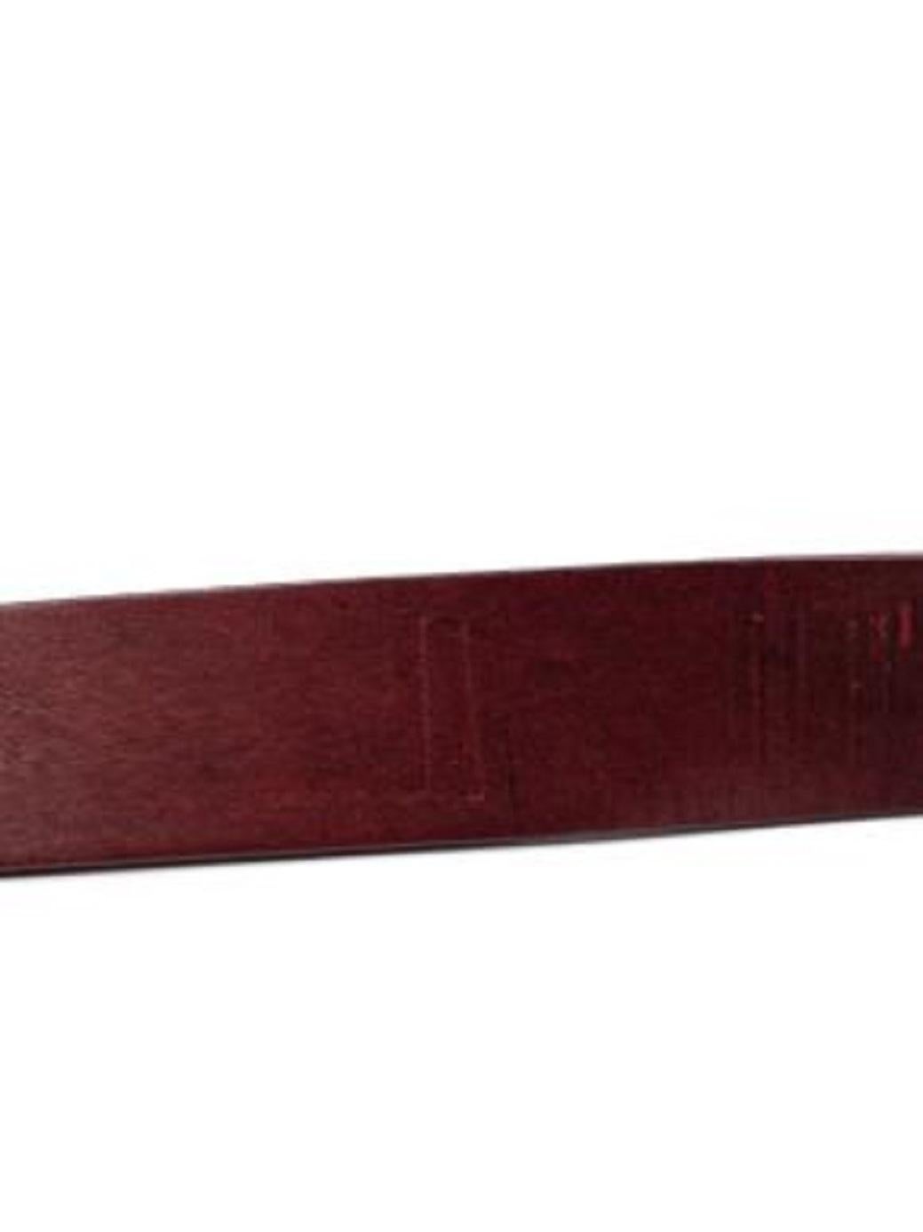 Maison Margiela Dark Plum Leather Belt with Burnished Buckle For Sale 2