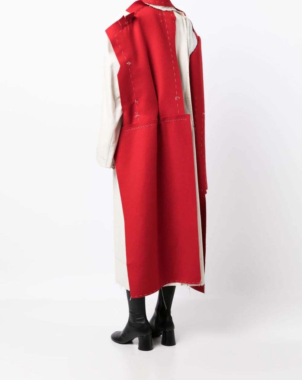 Red Maison Margiela Deconstructed Coat For Sale