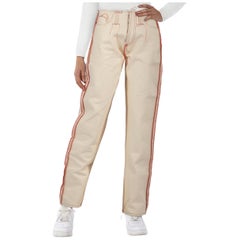 Maison Margiela Jeans Ecru Denim Red Trim Raw Hem Taglia L.