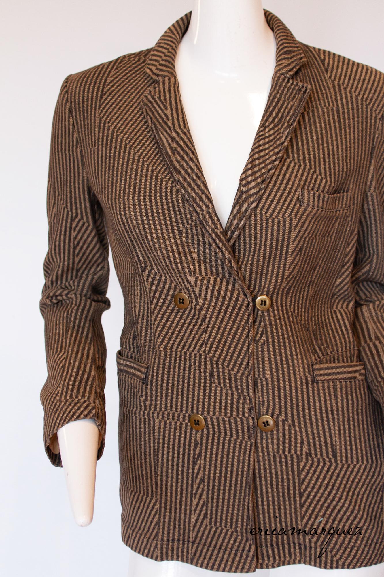 Maison Margiela, Fitted Jacket with Asymmetrical Stripe Print and 4-button front For Sale 6