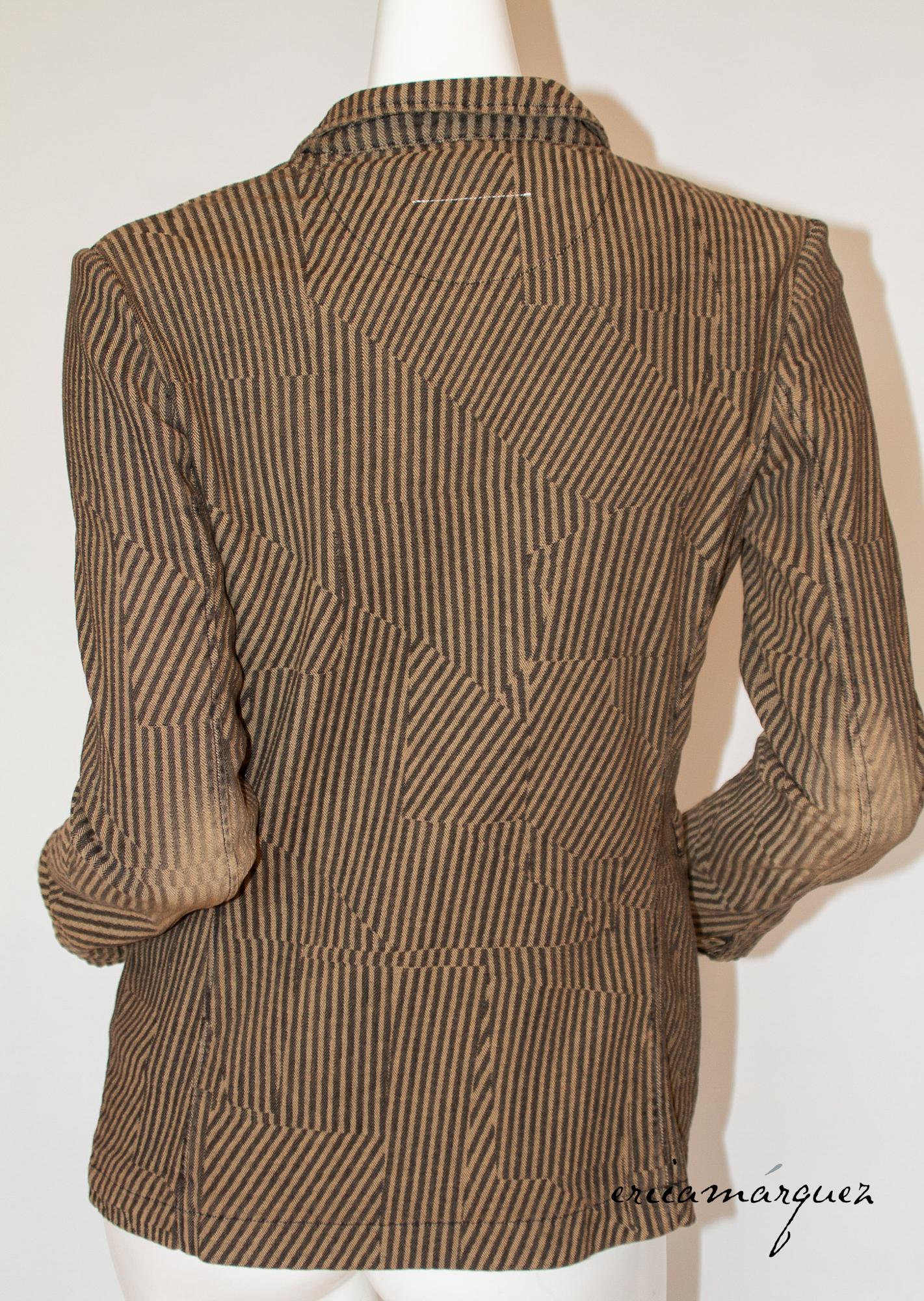 Maison Margiela, Fitted Jacket with Asymmetrical Stripe Print and 4-button front For Sale 1