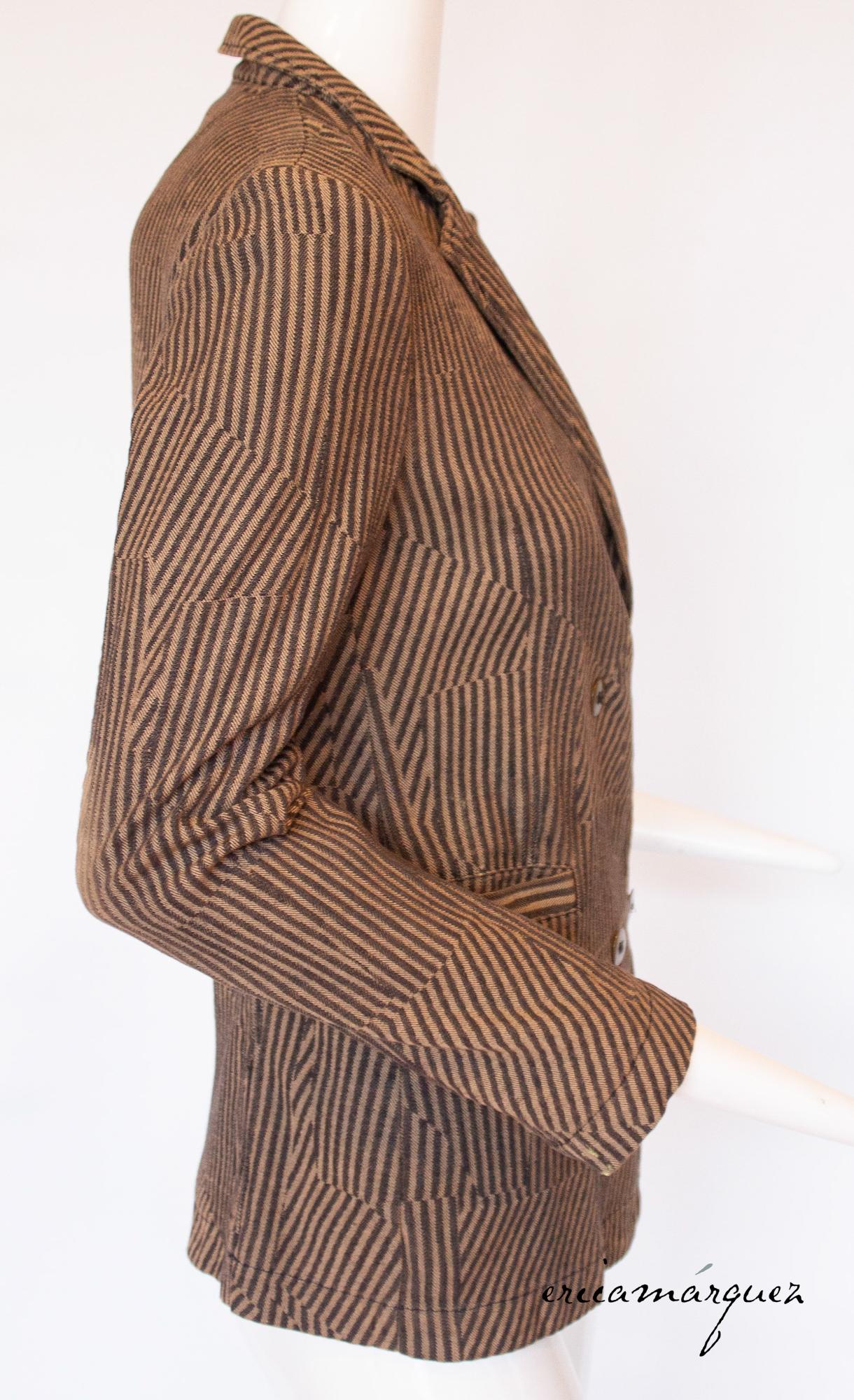 Maison Margiela, Fitted Jacket with Asymmetrical Stripe Print and 4-button front For Sale 2