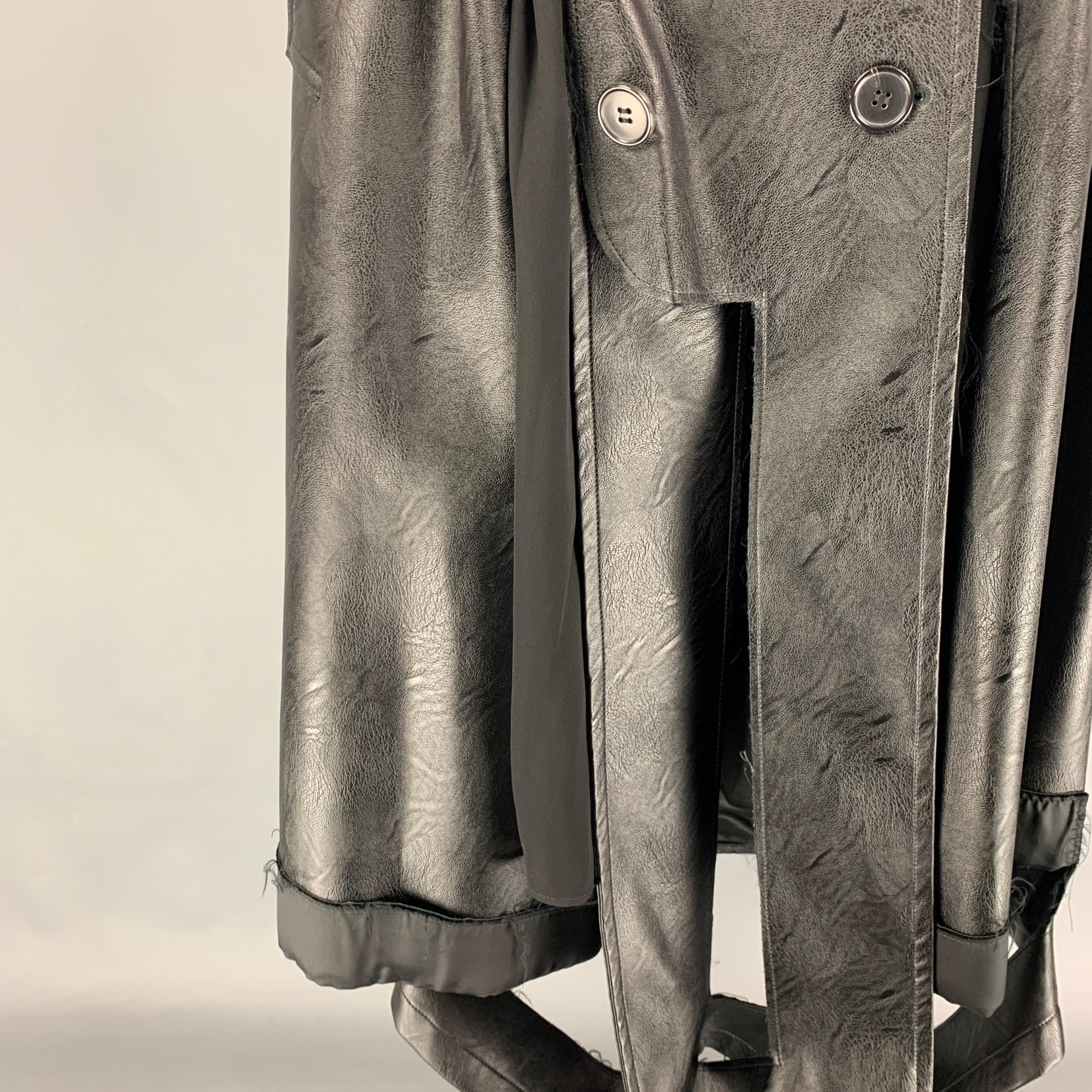 MAISON MARGIELA  Fall Winter 2019 by John Galliano pants comes in black viscose with a chiffon lining featuring a deconstructed lapel design, wide leg, belted, snap button details, and a double breasted closure. Made in Italy. 

Very Good Pre-Owned