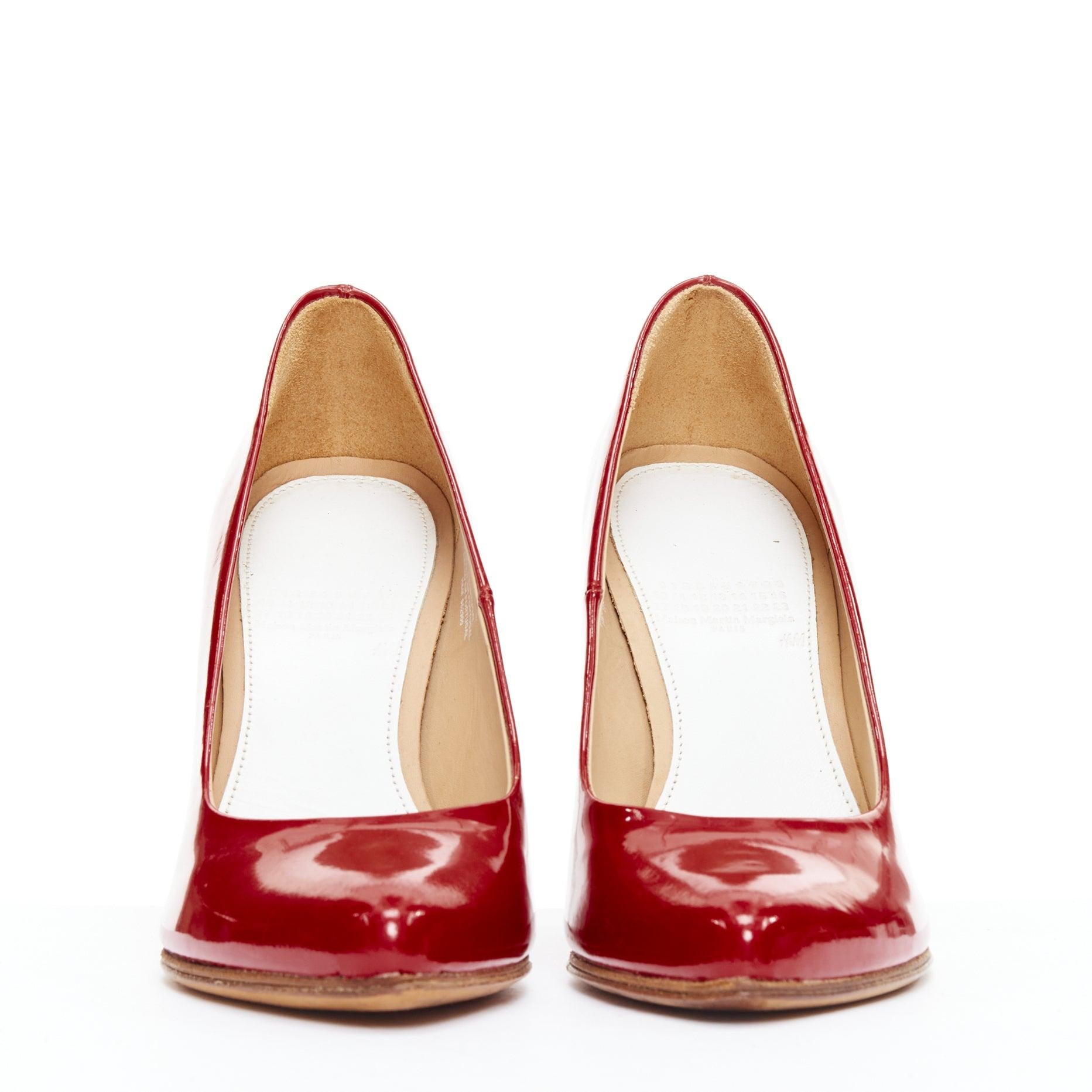 MAISON MARGIELA H&M Invisible red patent leather perspex clear heel pumps EU37 In Fair Condition For Sale In Hong Kong, NT