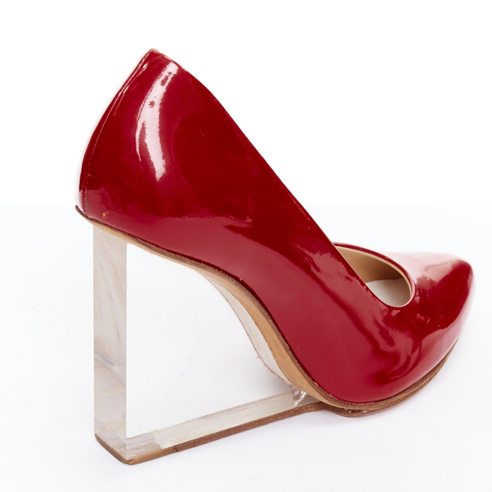 MAISON MARGIELA H&M Invisible red patent leather perspex clear heel pumps EU37 For Sale 2
