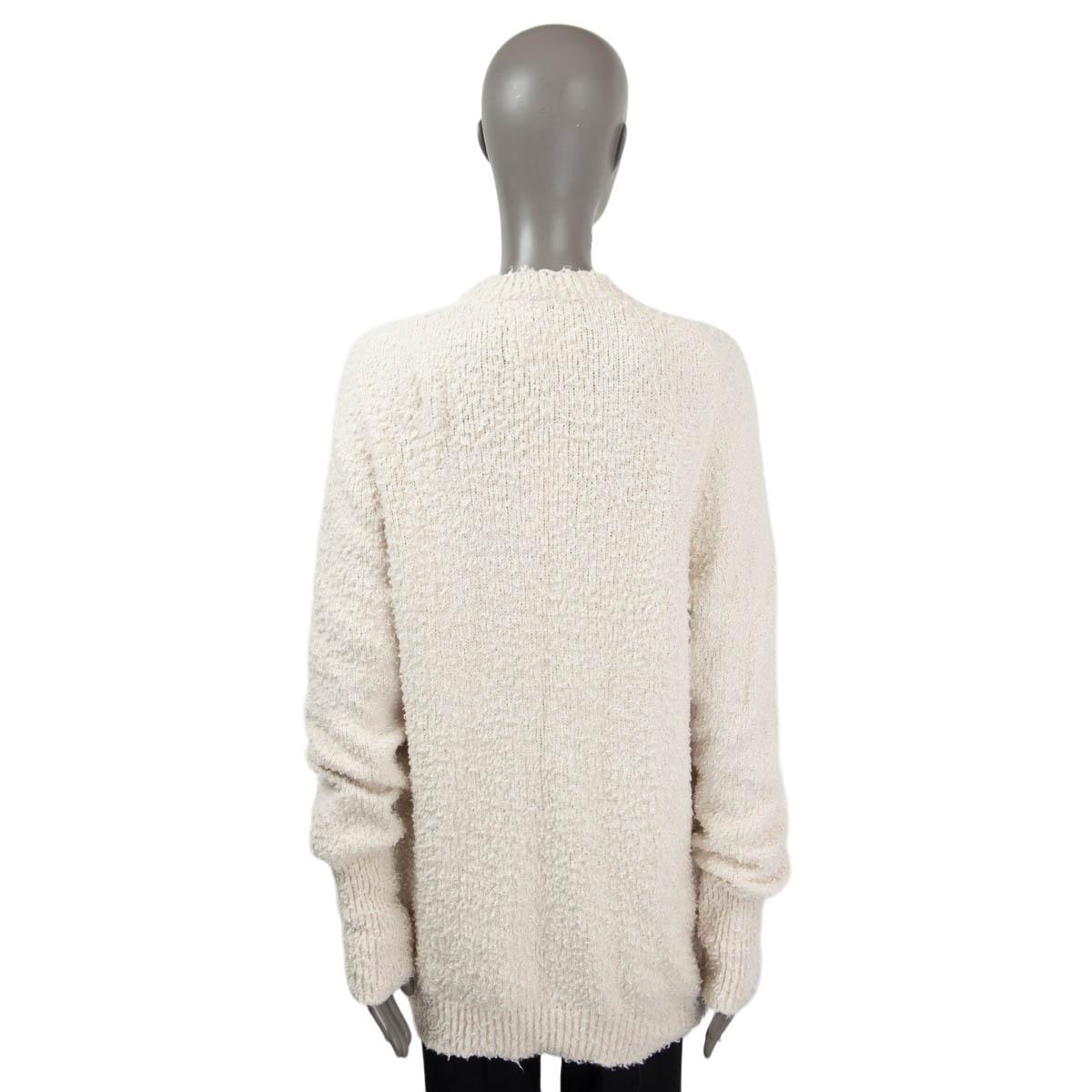 Gray MAISON MARGIELA ivory cotton blend OVERSIZED BOUCLE CARDIGAN Jacket XS For Sale