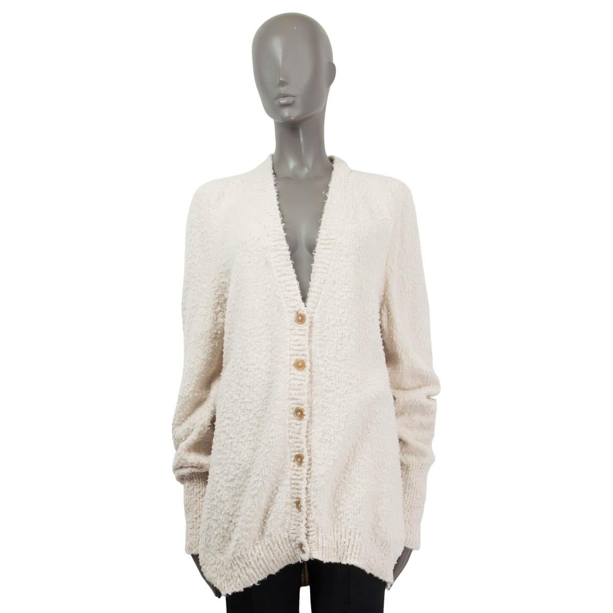 MAISON MARGIELA ivory cotton blend OVERSIZED BOUCLE CARDIGAN Jacket XS For Sale