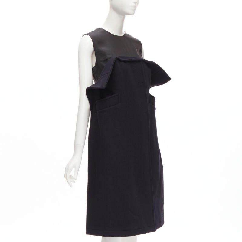MAISON MARGIELA JOHN GALLIANO 2019 deconstructed navy wool 2D dress IT40 S
Reference: TGAS/C01545
Brand: Maison Margiela
Designer: John Galliano
Collection: Fall Winter 2019
Material: Virgin Wool, Wool
Color: Navy, Black
Pattern: Solid
Closure: