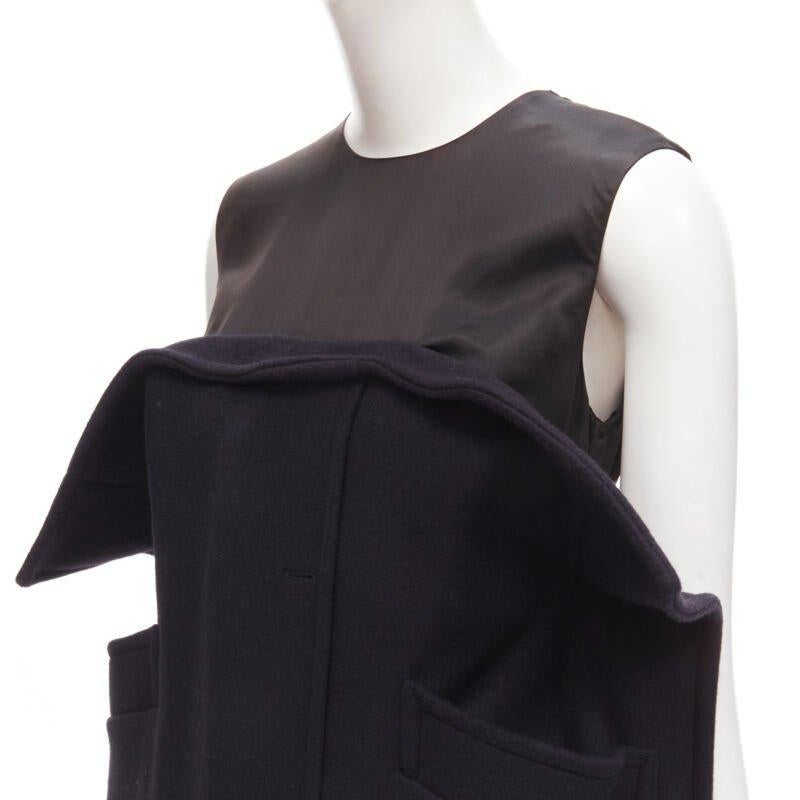 Black MAISON MARGIELA JOHN GALLIANO 2019 deconstructed navy wool 2D dress IT40 S For Sale