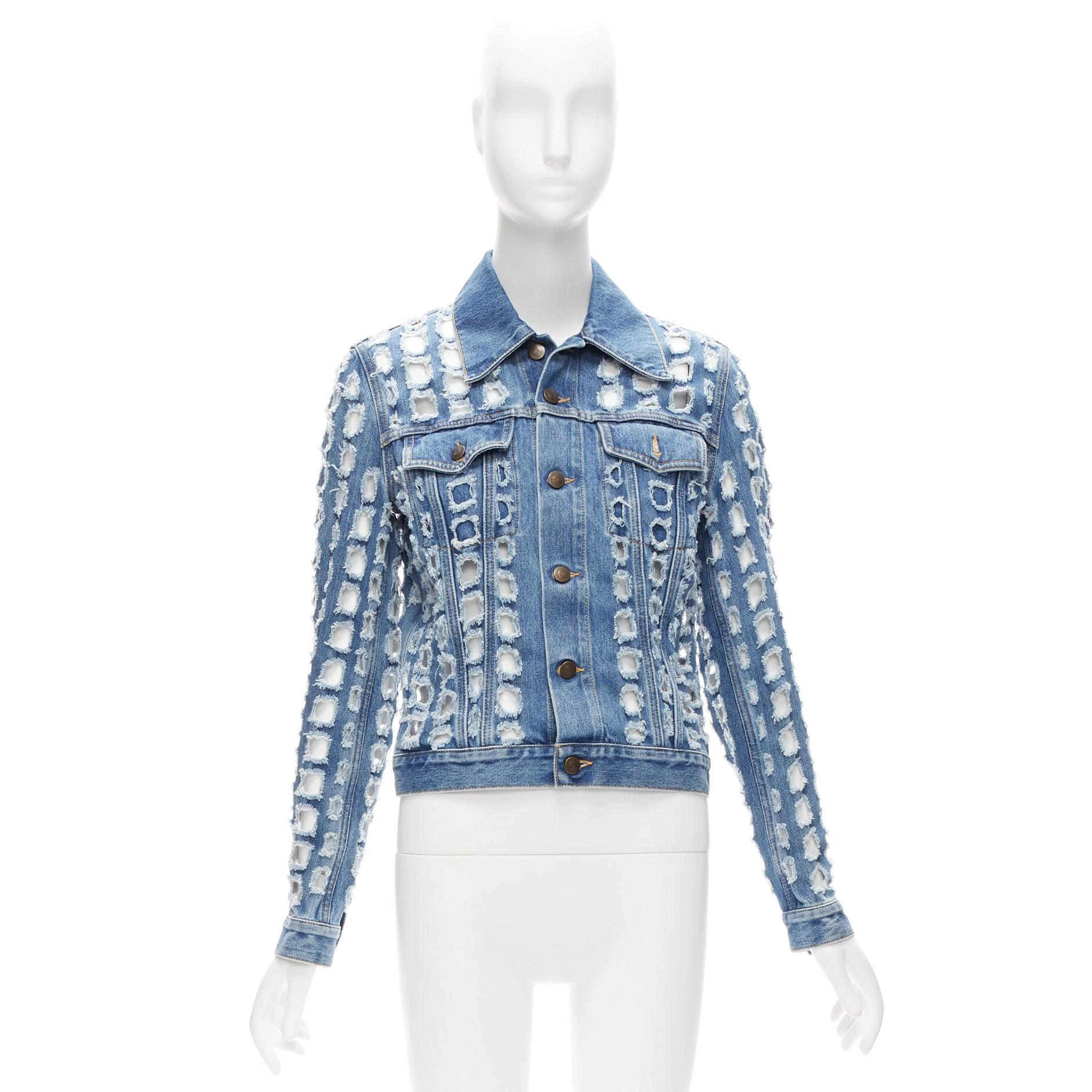 MAISON MARGIELA John Galliano blue Hole Punched distressed denim jacket 5