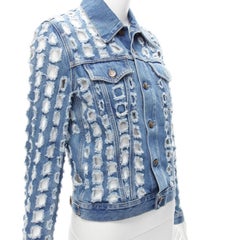 MAISON MARGIELA John Galliano blue Hole Punched distressed denim jacket