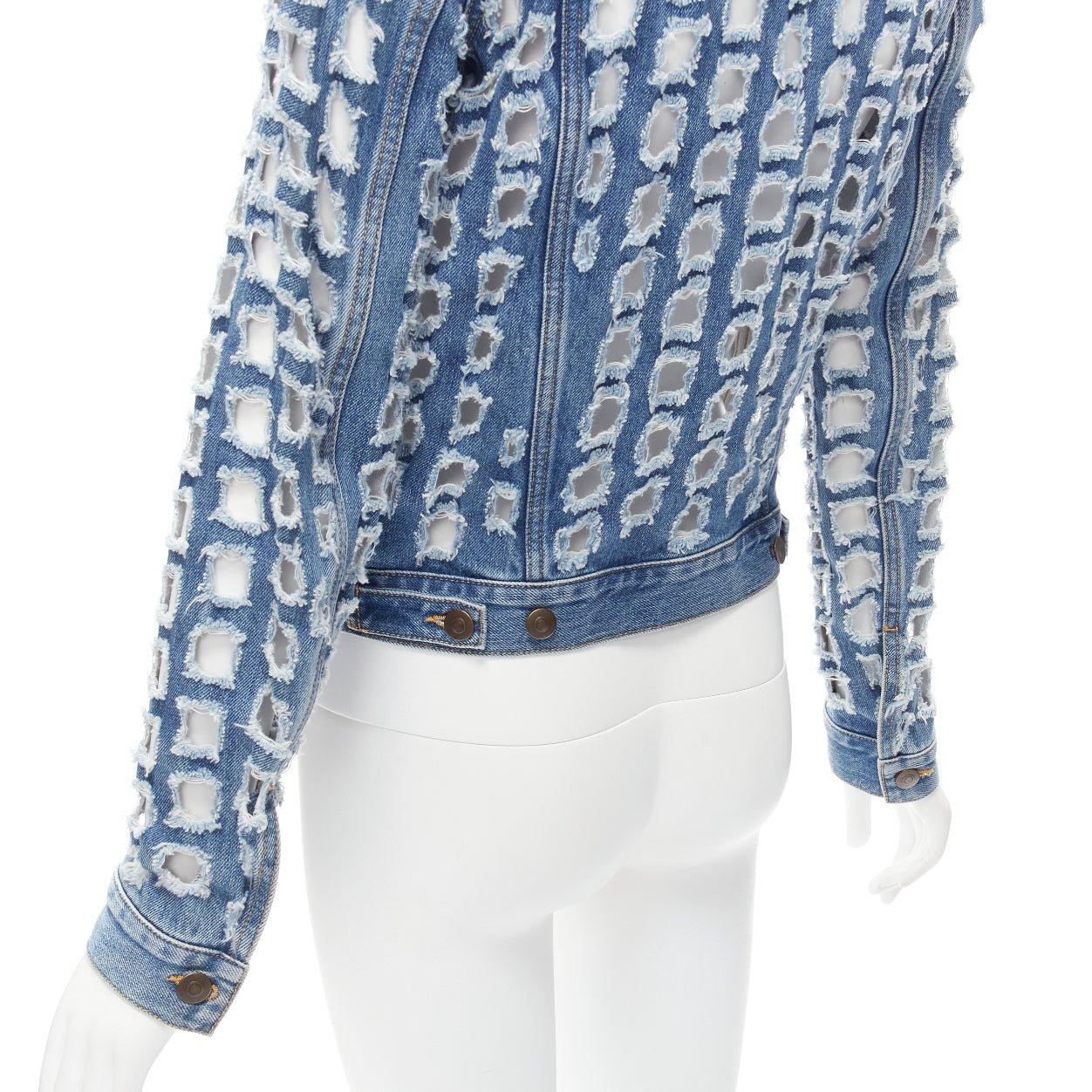 MAISON MARGIELA John Galliano blue Hole Punched distressed denim jacket 3