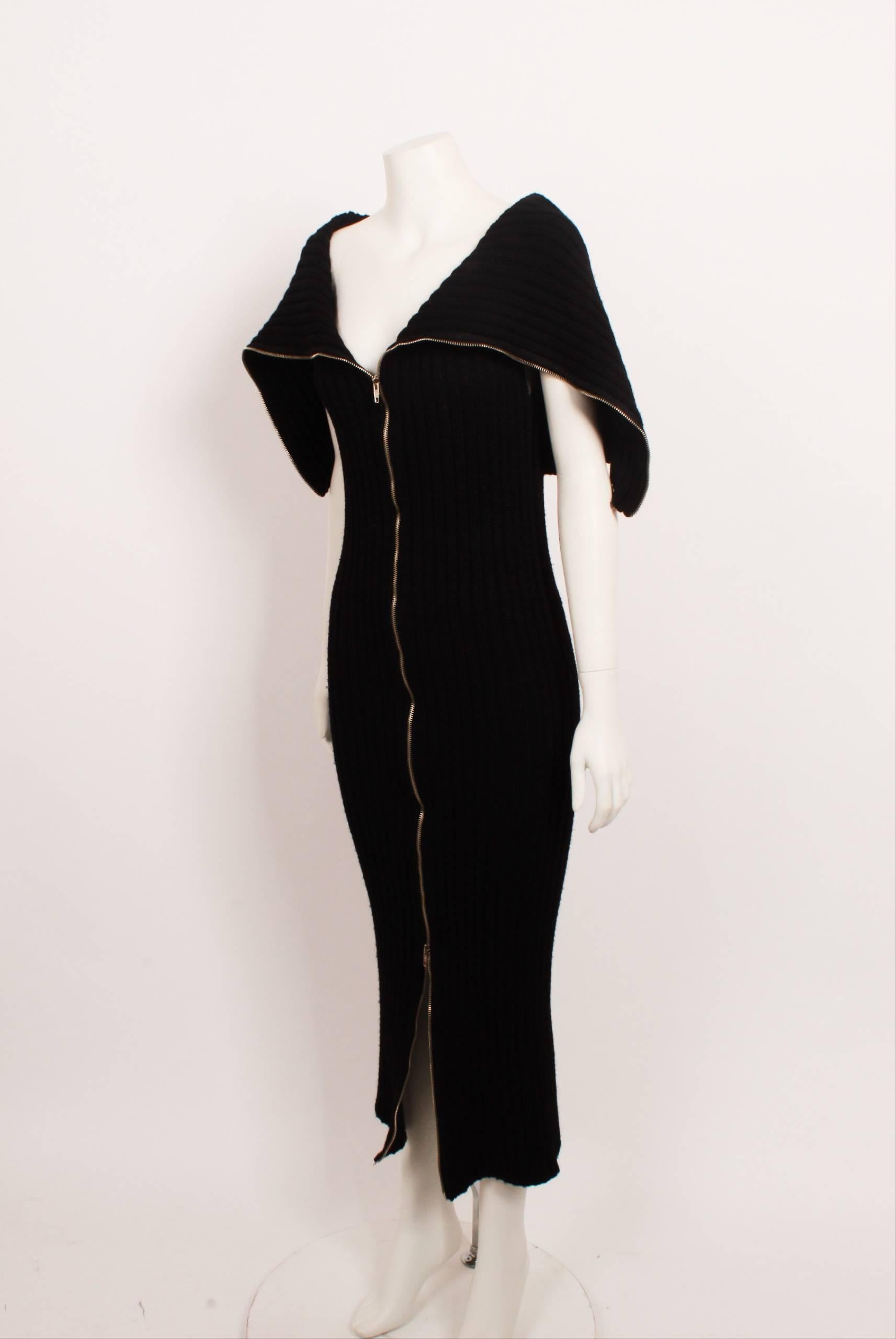 Black Maison Margiela Knit Zipper Dress For Sale