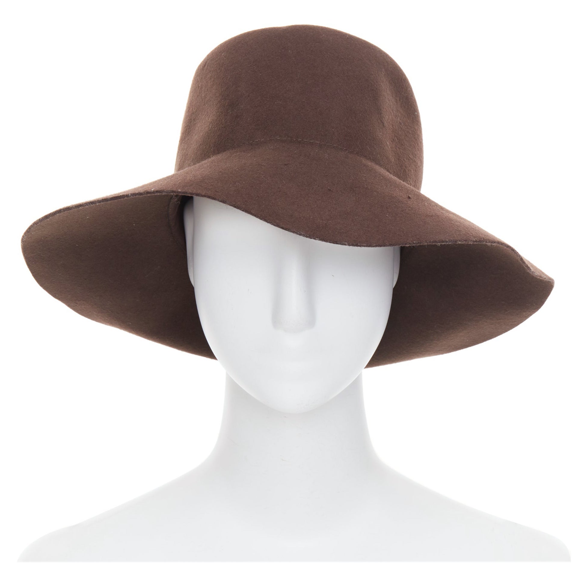 MAISON MARGIELA Line 10 brown wool felt wide brim casual floppy hat L For Sale