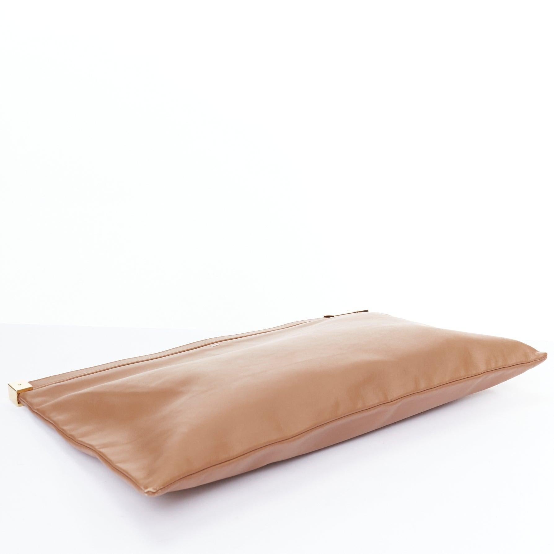 Women's MAISON MARGIELA Line 11 tan brown gold top zip oversized clutch bag