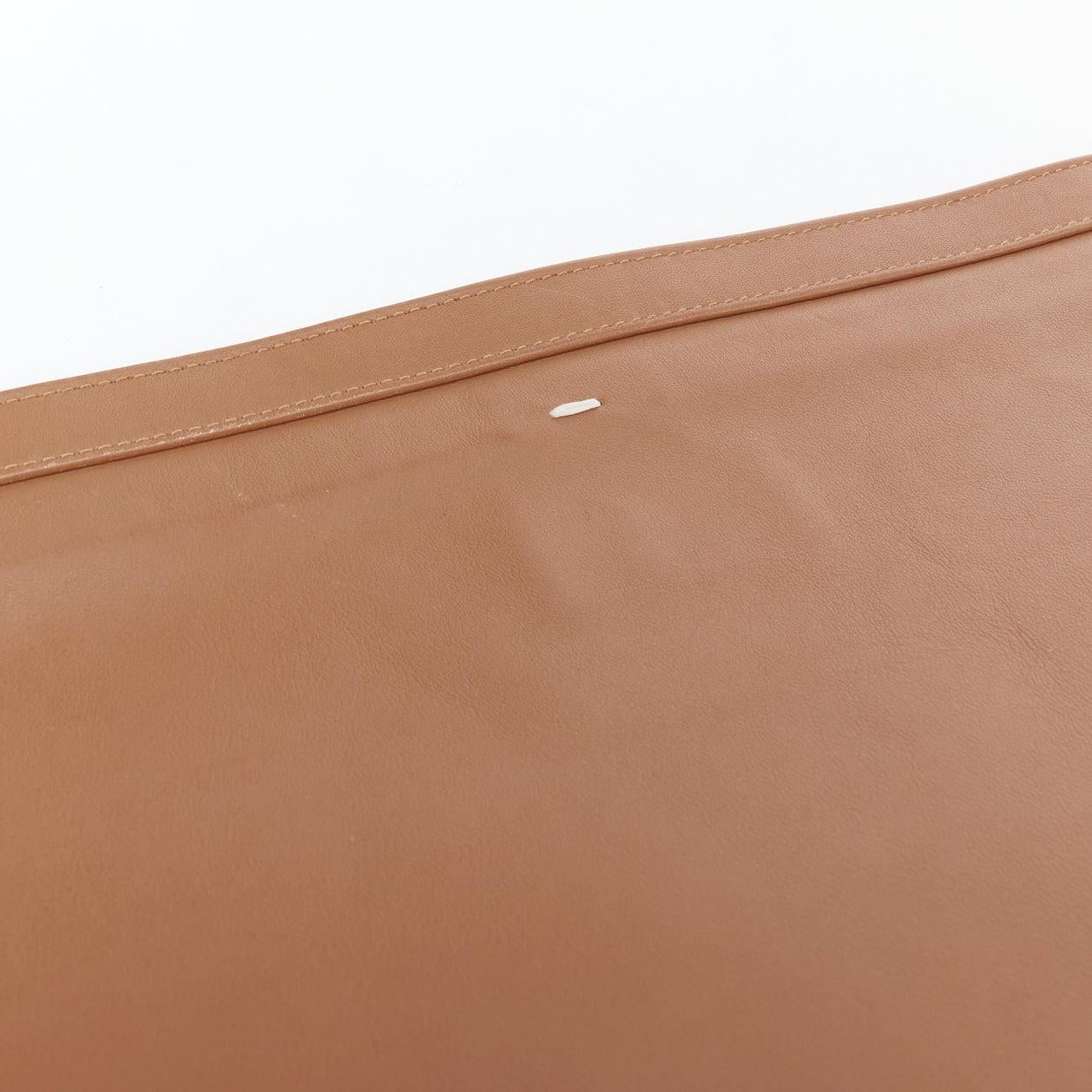 MAISON MARGIELA Line 11 tan brown gold top zip oversized clutch bag 1