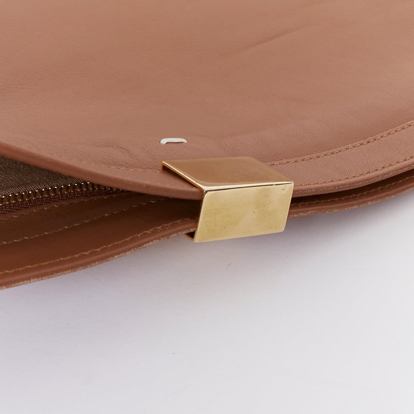 MAISON MARGIELA Line 11 tan brown gold top zip oversized clutch bag 2