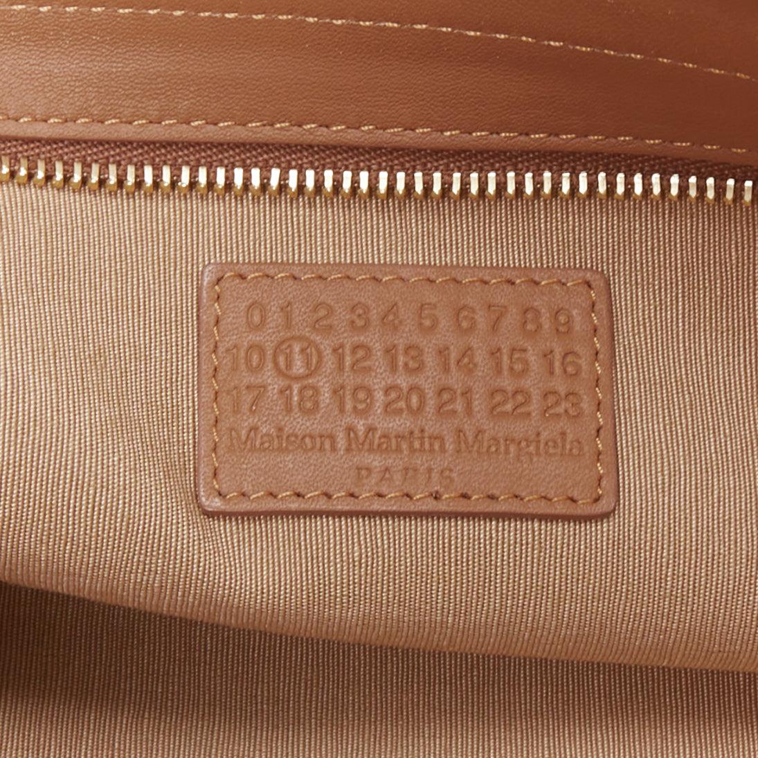 MAISON MARGIELA Line 11 tan brown gold top zip oversized clutch bag 4