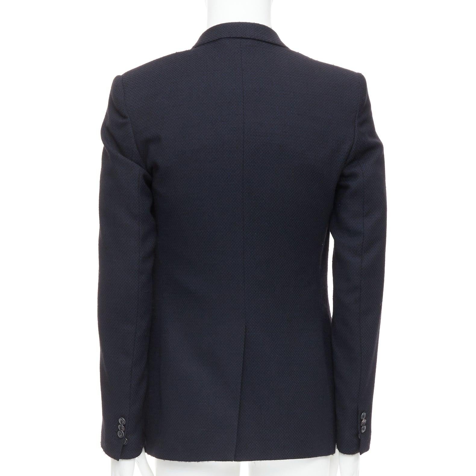 Men's MAISON MARGIELA Line 14 navy wool shoulder padded boxy blazer IT46 S For Sale