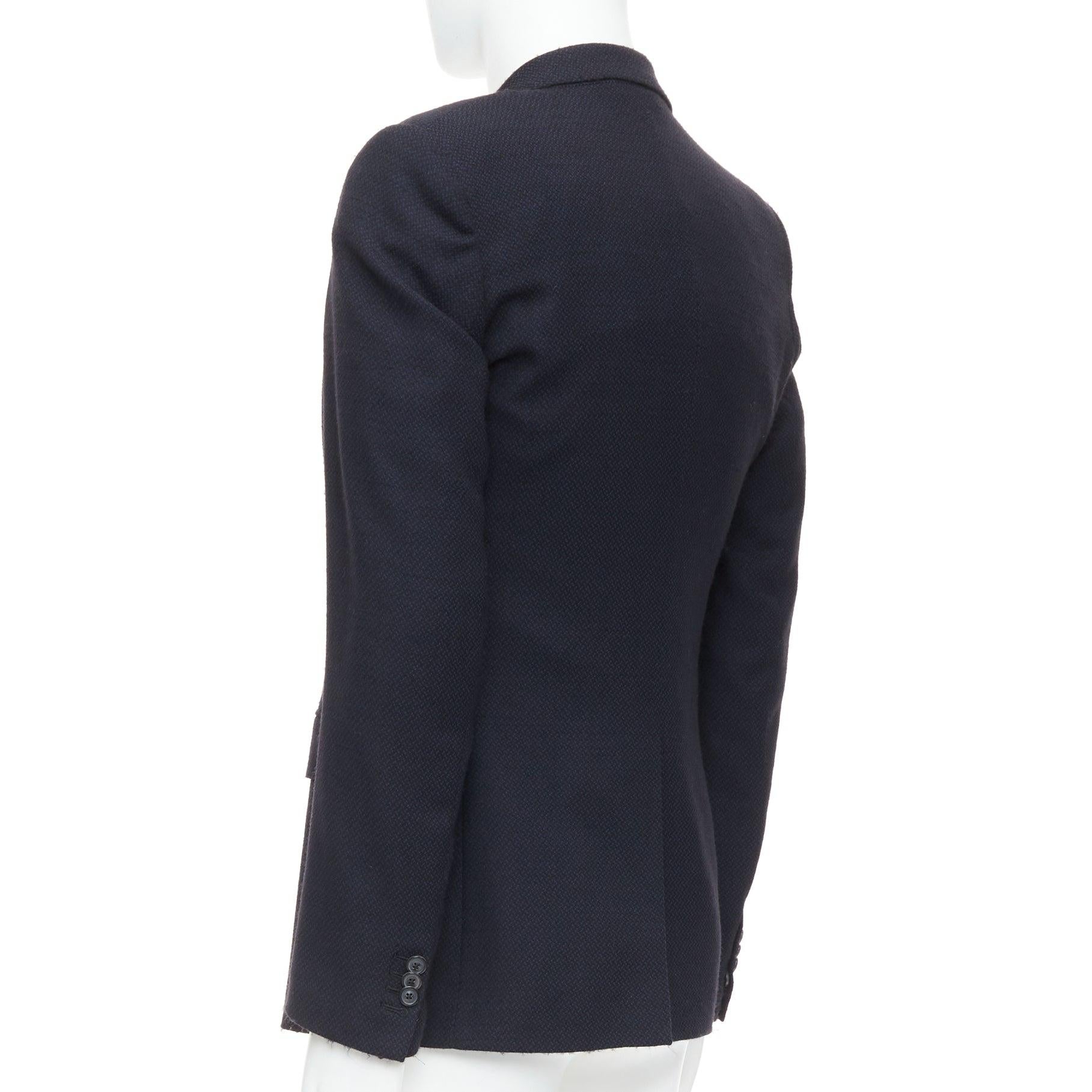 MAISON MARGIELA Line 14 navy wool shoulder padded boxy blazer IT46 S For Sale 1