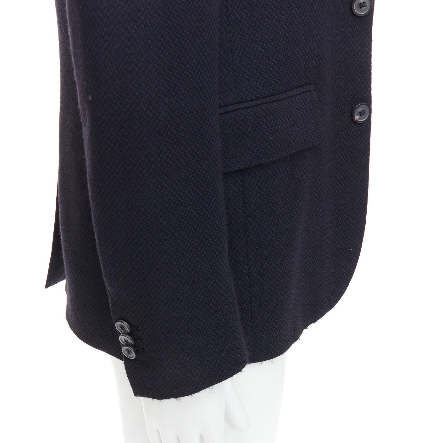 MAISON MARGIELA Line 14 navy wool shoulder padded boxy blazer IT46 S For Sale 2