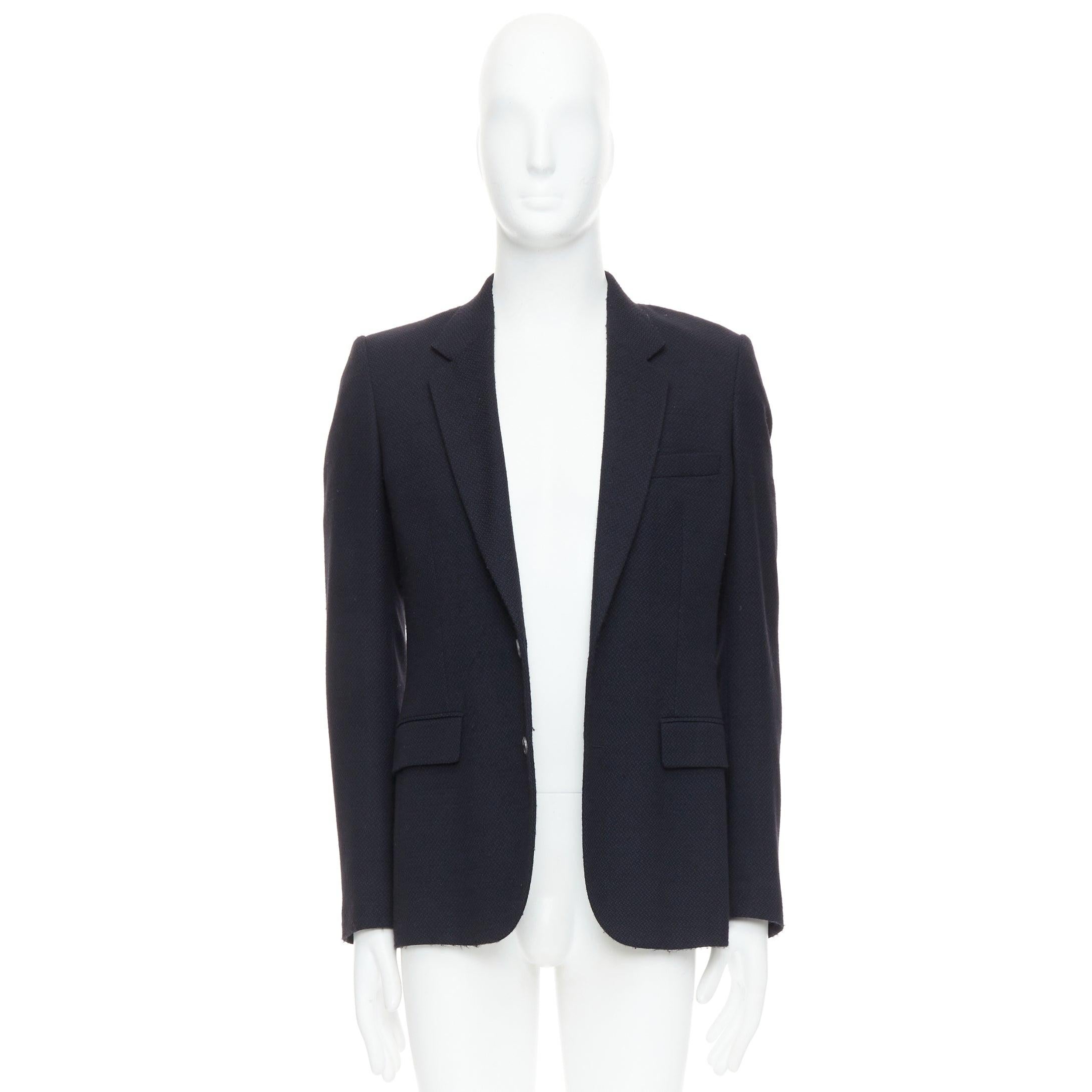 MAISON MARGIELA Line 14 navy wool shoulder padded boxy blazer IT46 S For Sale 4