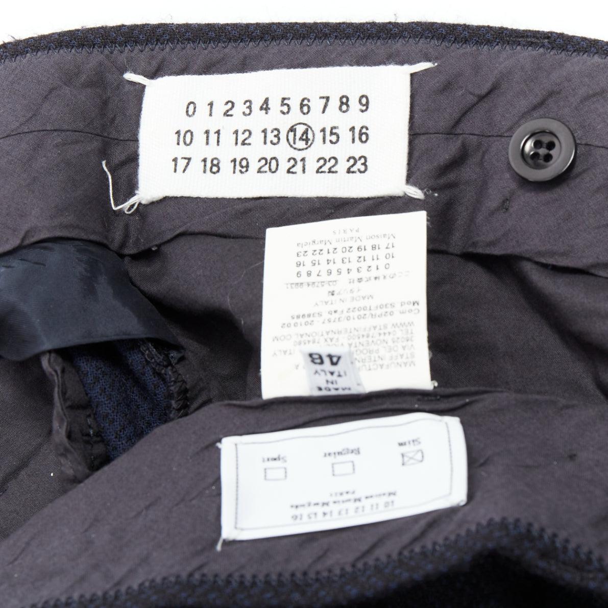 MAISON MARGIELA Linea 14 pantaloni affusolati in lana navy IT48 M. in vendita 3