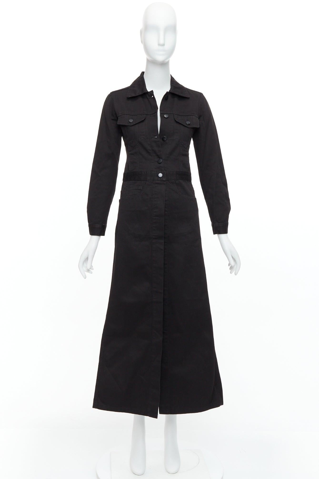 MAISON MARGIELA Line 6 Vintage black cotton carpenter midi dress IT38 XS For Sale 5