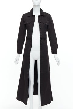MAISON MARGIELA Line 6 Vintage black cotton carpenter midi dress IT38 XS