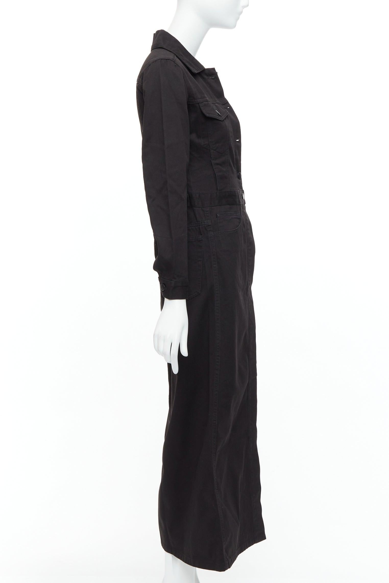 MAISON MARGIELA Line 6 Vintage black cotton carpenter midi dress IT38 XS In Good Condition For Sale In Hong Kong, NT