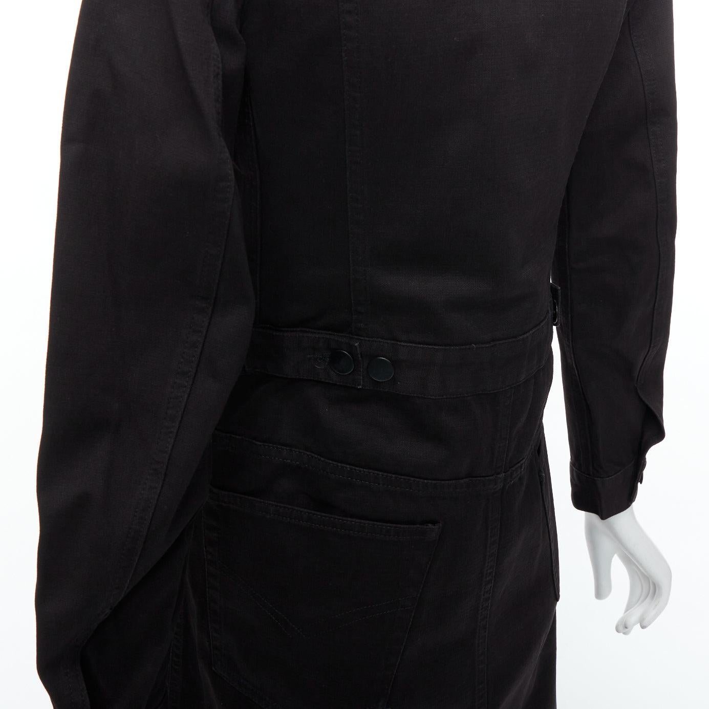 MAISON MARGIELA Line 6 Vintage black cotton carpenter midi dress IT38 XS For Sale 3