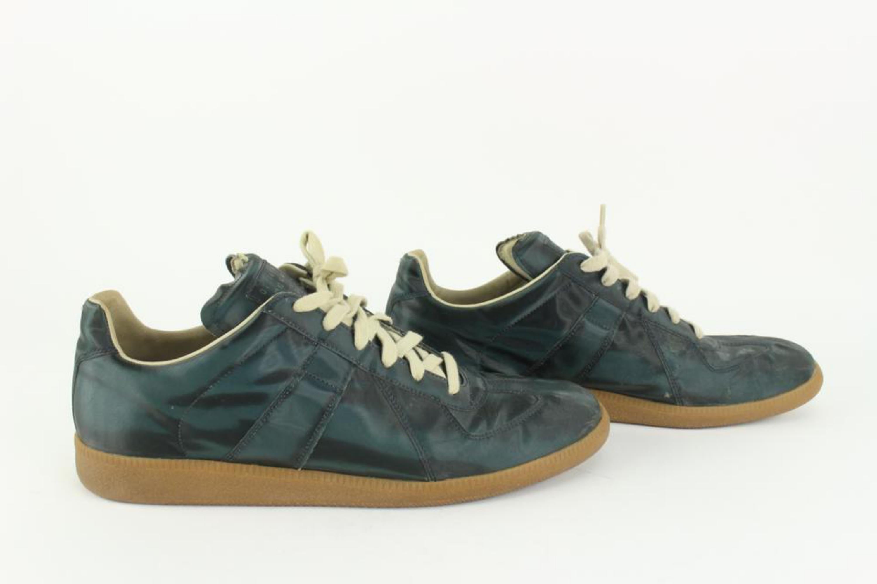 Maison Margiela Men's 46 Dark Green Teal Replica Low Sneakers 129m4 In Good Condition In Dix hills, NY