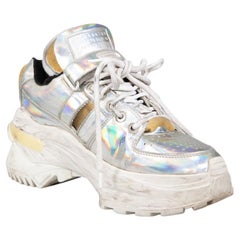 Maison Margiela Metalizado Patente Retro Fit Deconstruido Zapatillas Tamaño IT 40