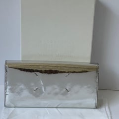 Maison Margiela MM11 SS17 Mirror Leather Four-Stitch Long Wallet Metallic Silver