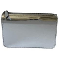 Maison Margiela MM11 SS17 Silver Reflective Mirror Leather Clutch w/ Wrist Strap