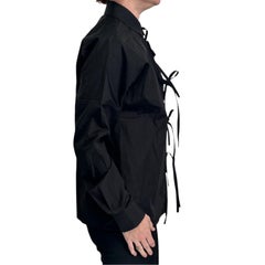 Maison Margiela MM4 Black Tie-Front Shirt IT 38 US 2 Mandarin Designer Blouse