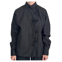 Maison Margiela MM4 Black Tie-Front Shirt IT 38 US 2 Mandarin Designer Blouse