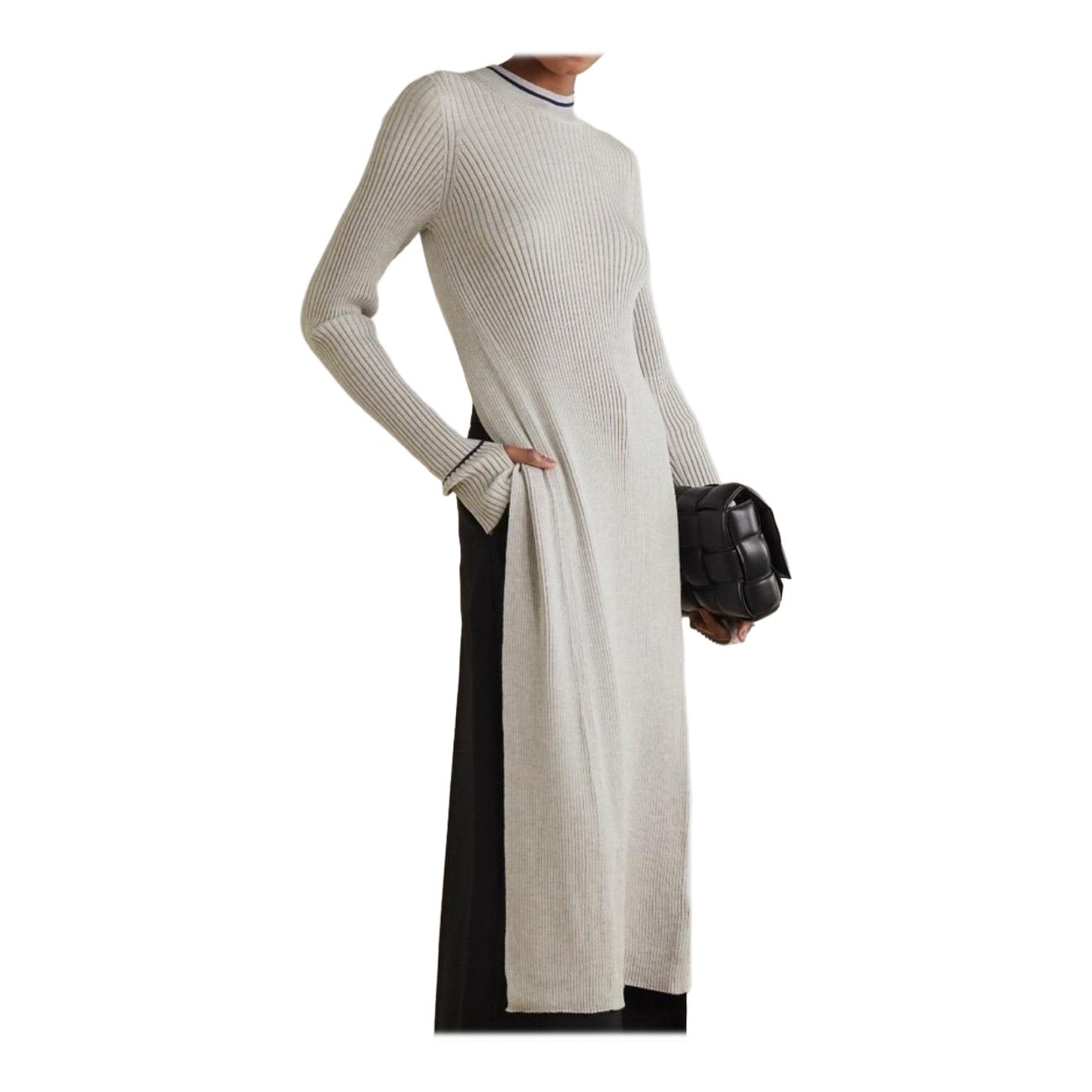 Maison Margiela MM4 Fused Wool Knit Open back Tunic size XS Light Gray Navy rare