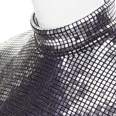 MAISON MARGIELA MM6 2023 : haut extensible à manches longues orné de paillettes argentées façon boule à facettes, taille S
