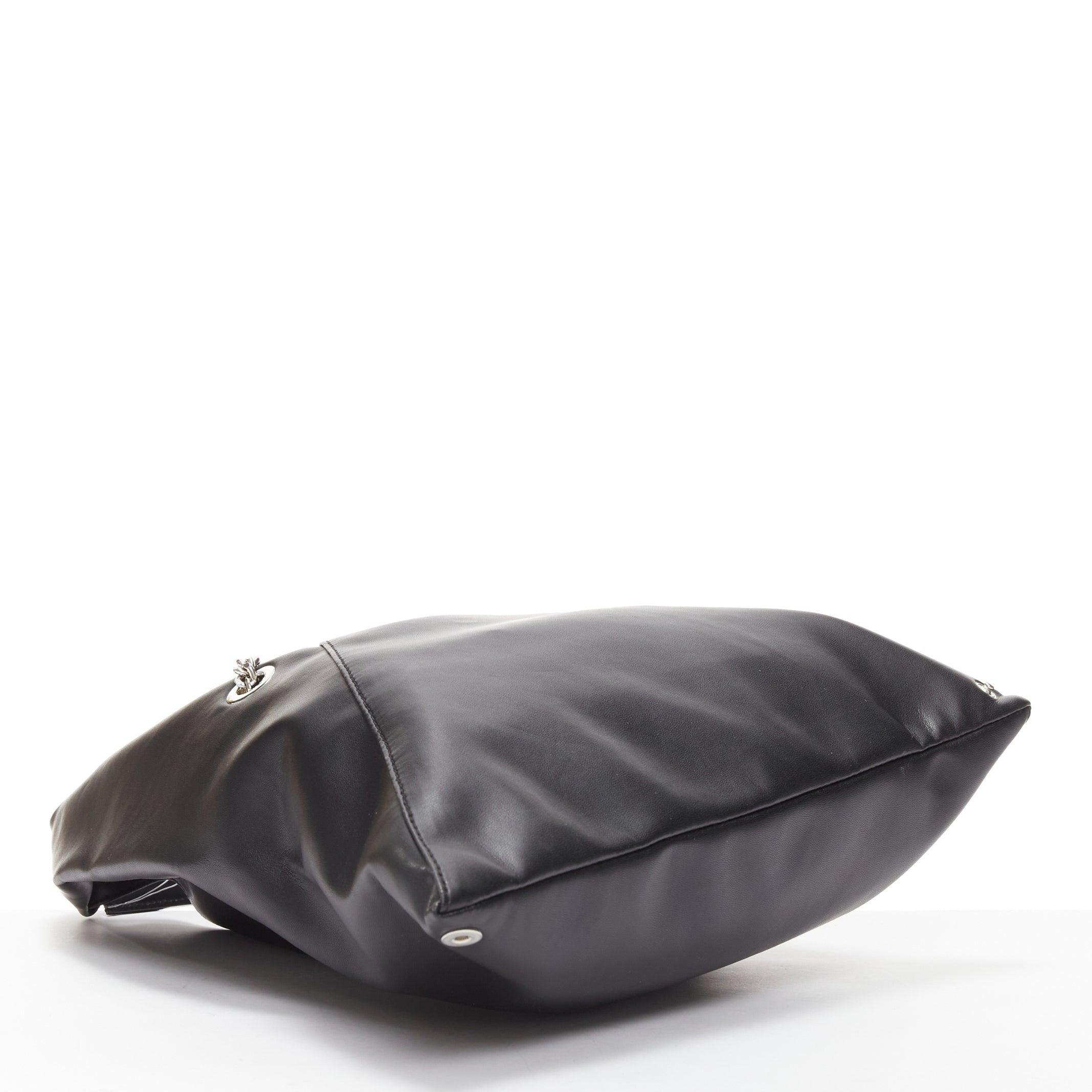 MAISON MARGIELA MM6 black buffed faux leather small triangle chain tote bag For Sale 2