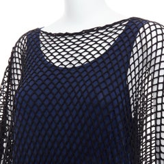 MAISON MARGIELA MM6 black mesh net blue cupro blend layered tank top S