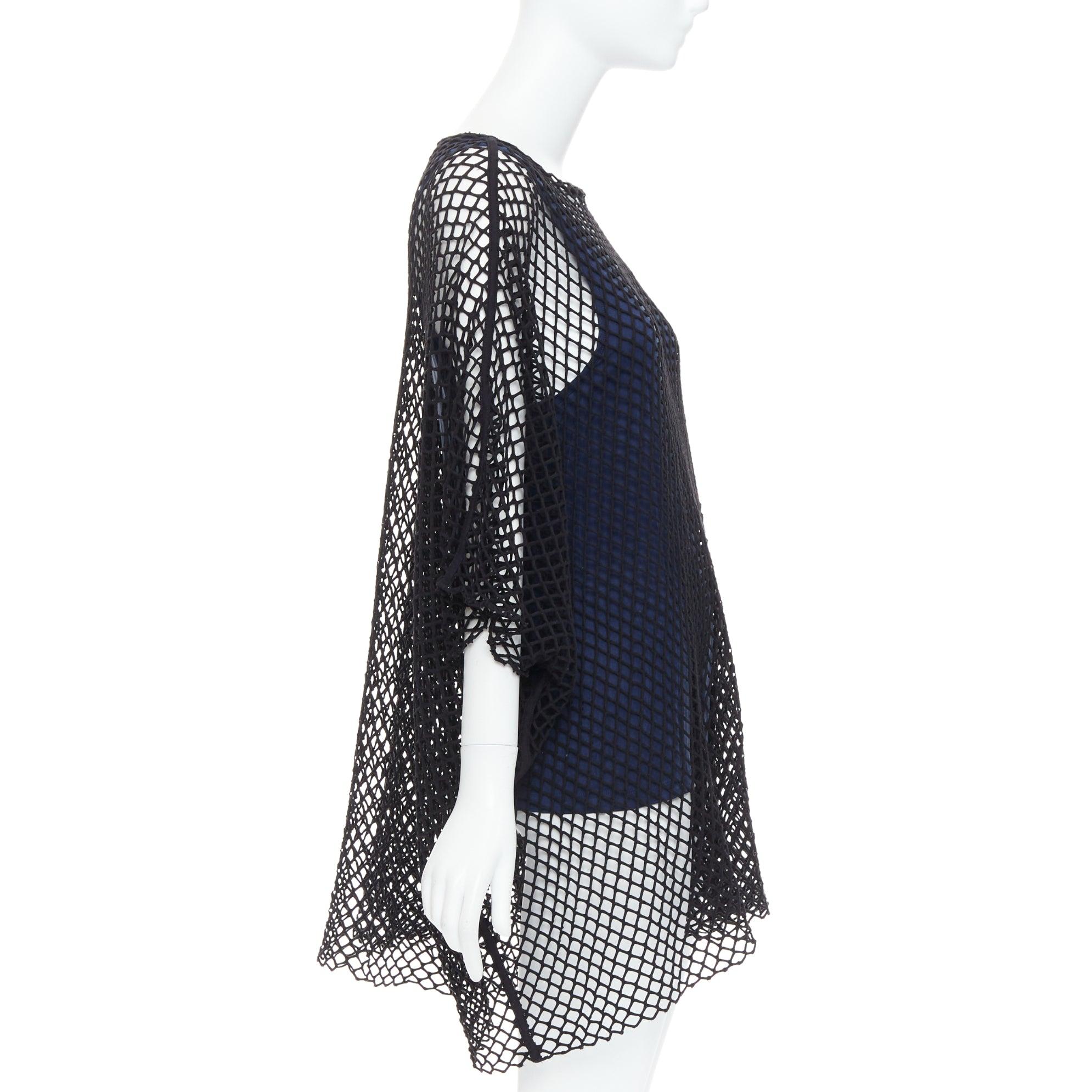 MAISON MARGIELA MM6 haut débardeur superposé en maille noire et bleu cupro mélangé S Excellent état - En vente à Hong Kong, NT
