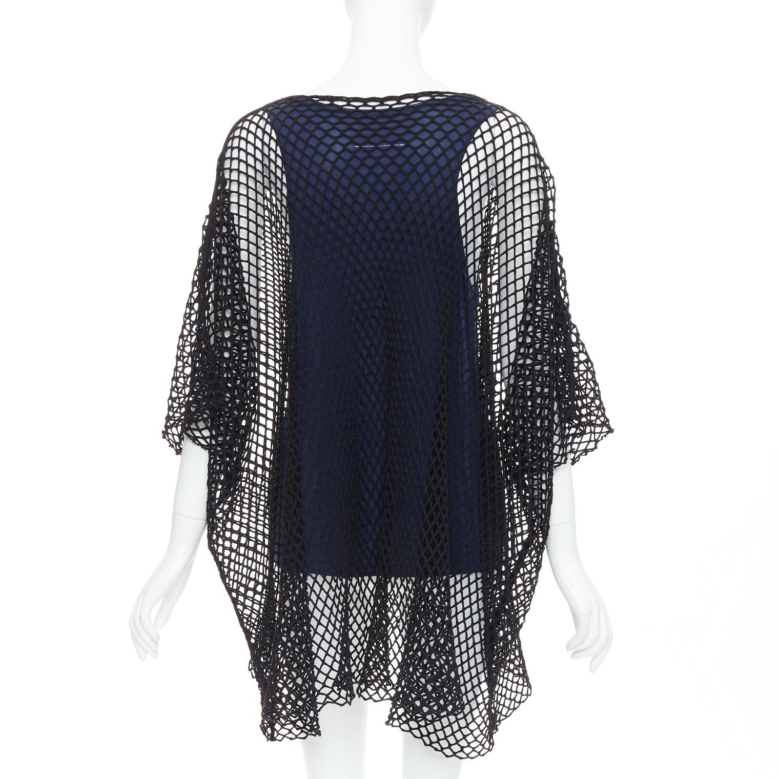 MAISON MARGIELA MM6 haut débardeur superposé en maille noire et bleu cupro mélangé S Pour femmes en vente