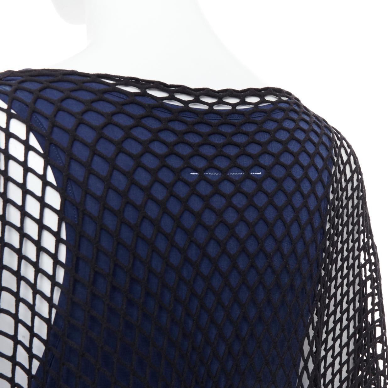 MAISON MARGIELA MM6 haut débardeur superposé en maille noire et bleu cupro mélangé S en vente 2