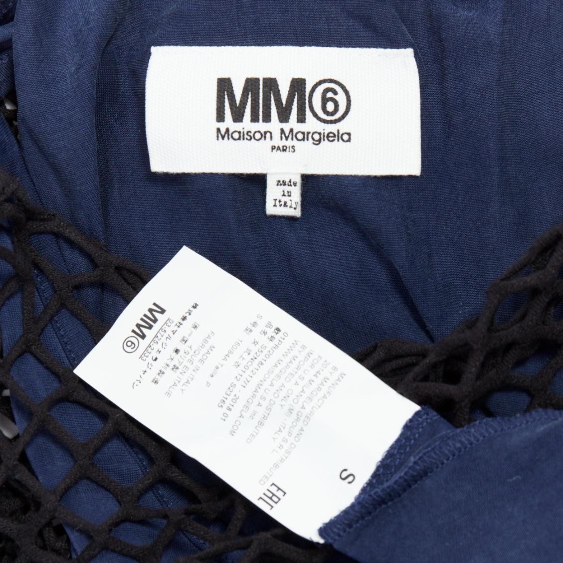 MAISON MARGIELA MM6 haut débardeur superposé en maille noire et bleu cupro mélangé S en vente 3